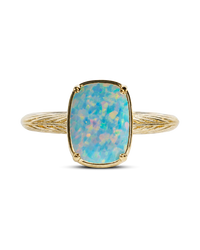 Sterling Silver Mini Icy Blue Opal Elongated Cushion Ring