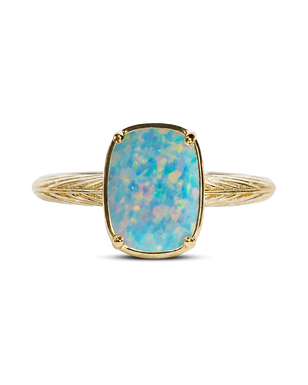 Sterling Silver Mini Icy Blue Opal Elongated Cushion Ring