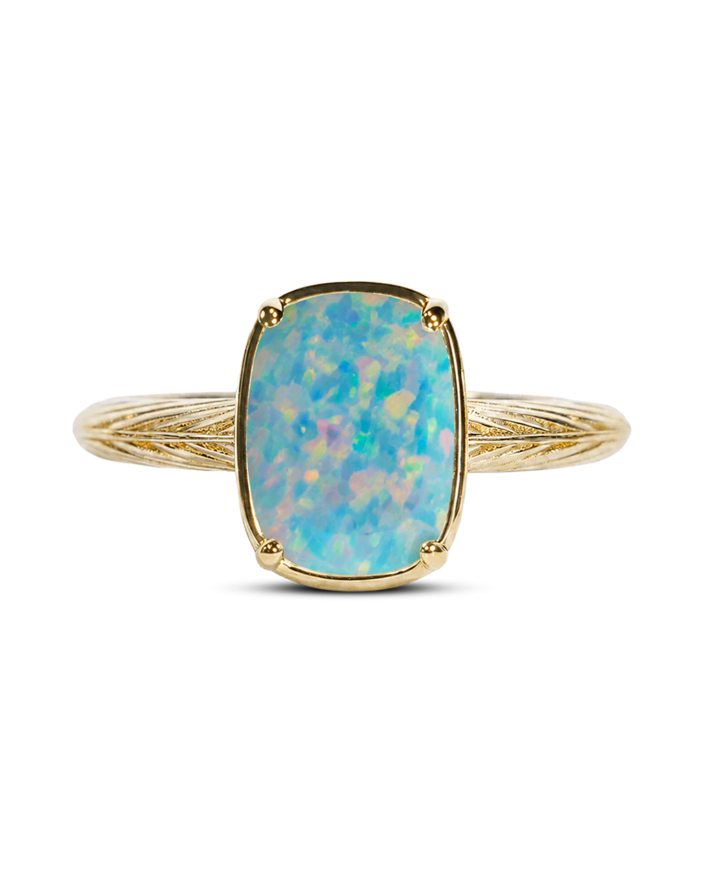 Sterling Silver Mini Icy Blue Opal Elongated Cushion Ring