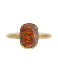 Sterling Silver Mini Brown Opal Elongated Cushion Ring