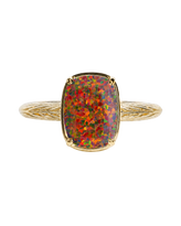 Sterling Silver Mini Brown Opal Elongated Cushion Ring
