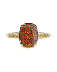 Sterling Silver Mini Brown Opal Elongated Cushion Ring