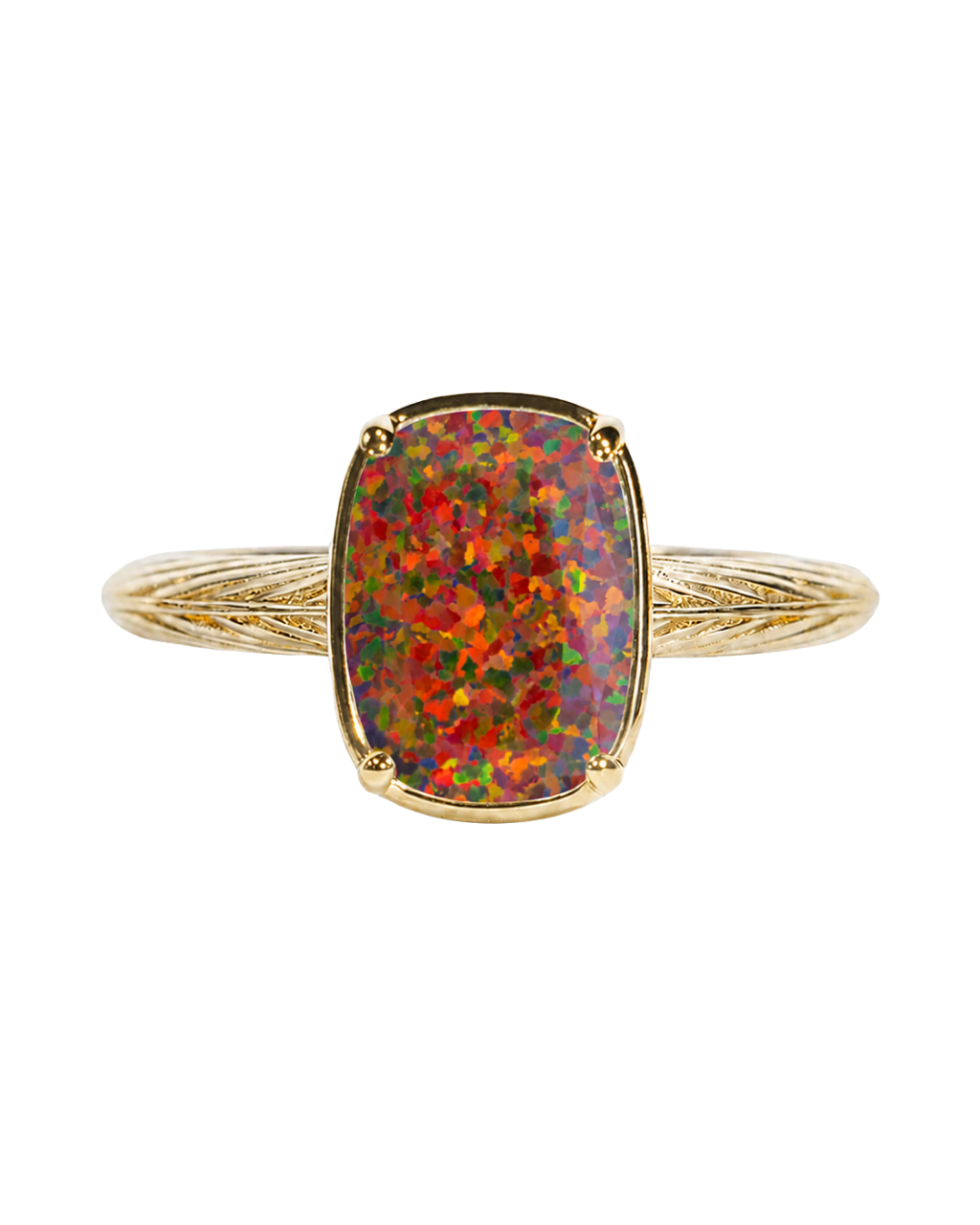 Sterling Silver Mini Brown Opal Elongated Cushion Ring
