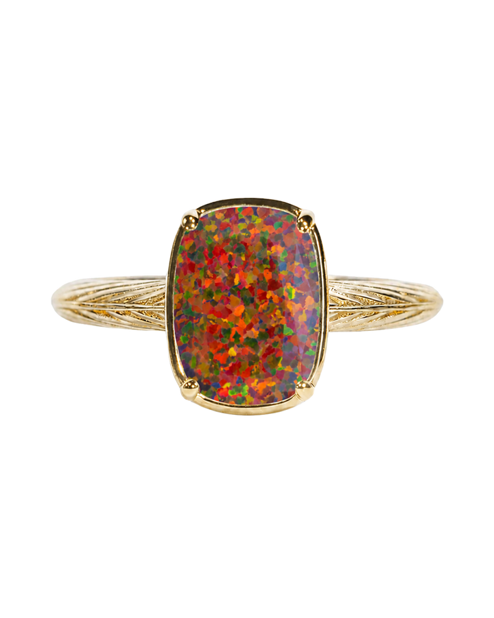 Sterling Silver Mini Brown Opal Elongated Cushion Ring