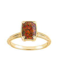 Sterling Silver Mini Brown Opal Elongated Cushion Ring
