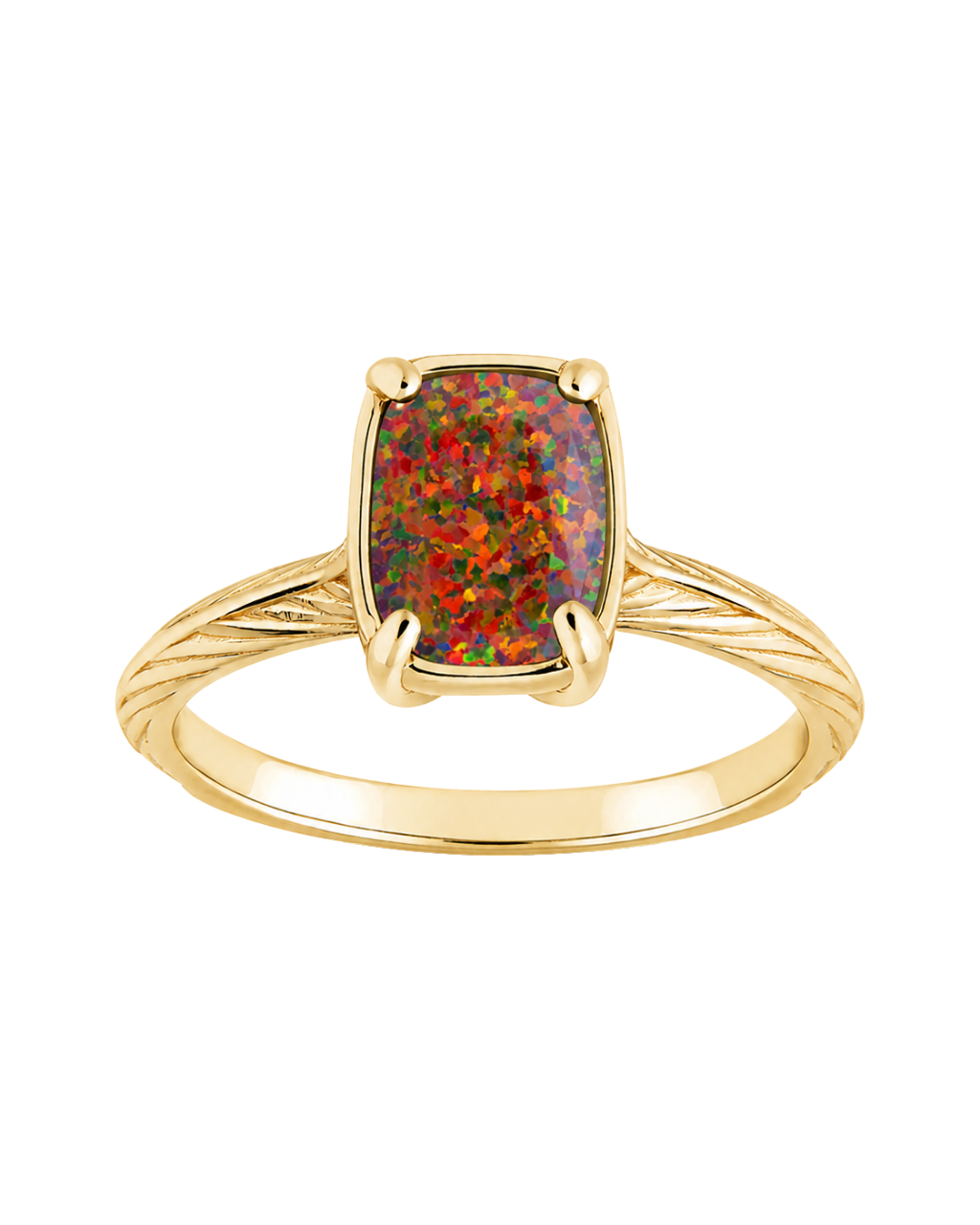 Sterling Silver Mini Brown Opal Elongated Cushion Ring