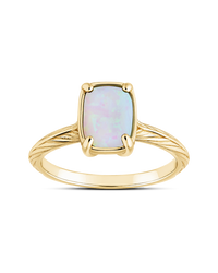 Sterling Silver Mini Milky Light Blue Opal Elongated Cushion Ring