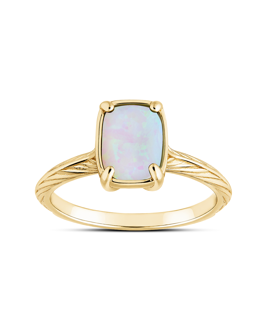 Sterling Silver Mini Milky Light Blue Opal Elongated Cushion Ring