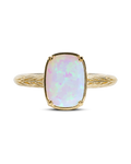 Sterling Silver Mini Milky Light Blue Opal Elongated Cushion Ring