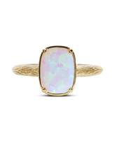 Sterling Silver Mini Frosted Opal Elongated Cushion Ring