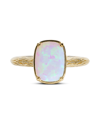 Sterling Silver Mini Milky Light Blue Opal Elongated Cushion Ring