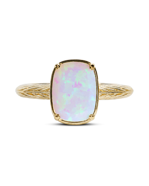 Sterling Silver Mini Frosted Opal Elongated Cushion Ring