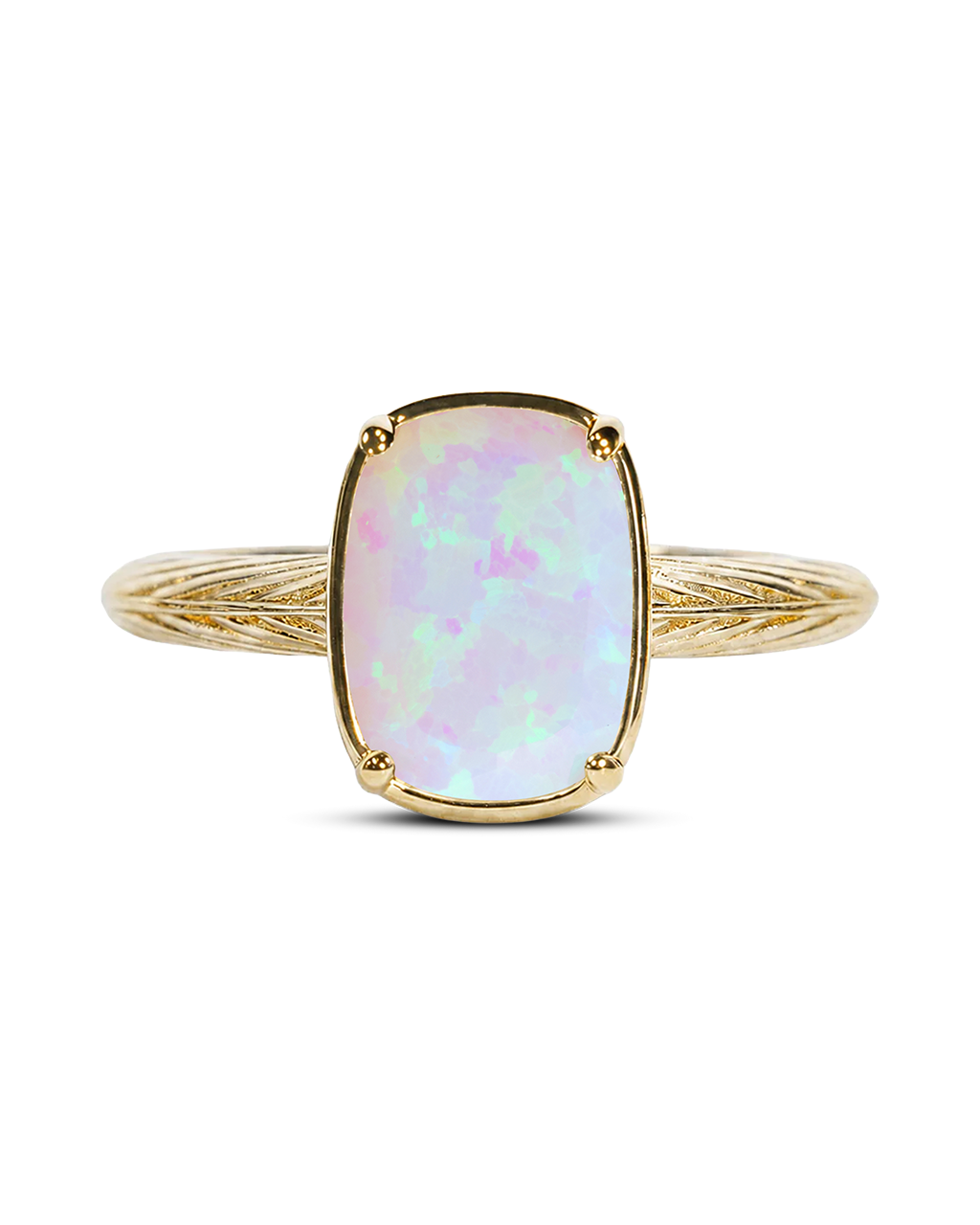Sterling Silver Mini Milky Light Blue Opal Elongated Cushion Ring