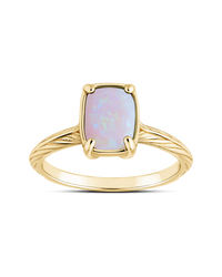 Sterling Silver Mini Milky Light Violet Opal Elongated Cushion Ring