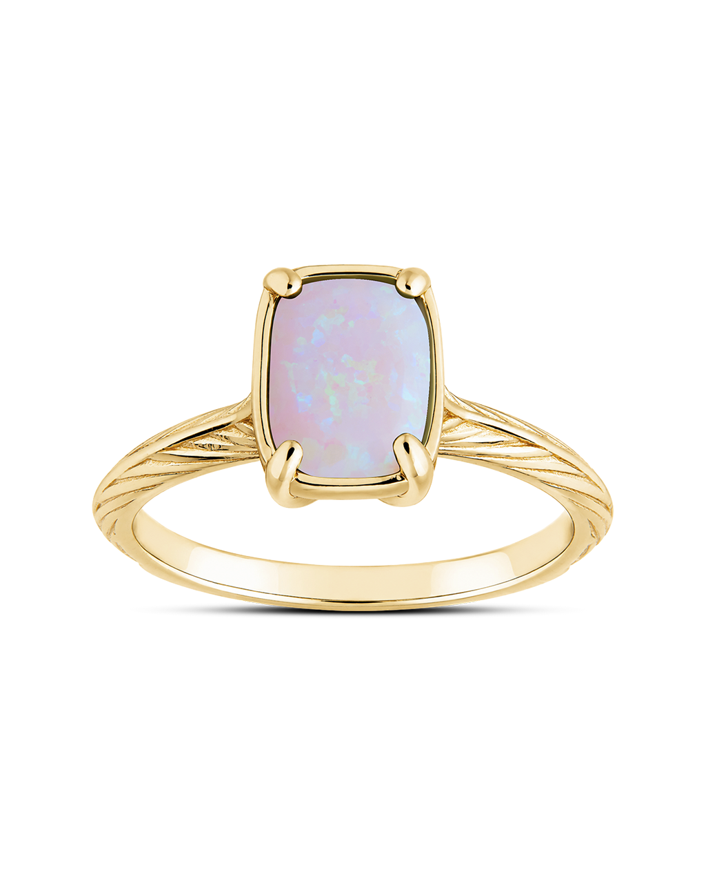 Sterling Silver Mini Milky Light Violet Opal Elongated Cushion Ring