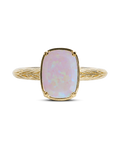 Sterling Silver Mini Milky Light Violet Opal Elongated Cushion Ring
