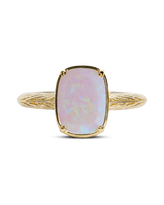 Sterling Silver Mini Milky Light Violet Opal Elongated Cushion Ring