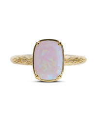 Sterling Silver Mini Milky Light Violet Opal Elongated Cushion Ring