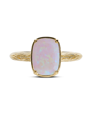 Sterling Silver Mini Milky Light Violet Opal Elongated Cushion Ring