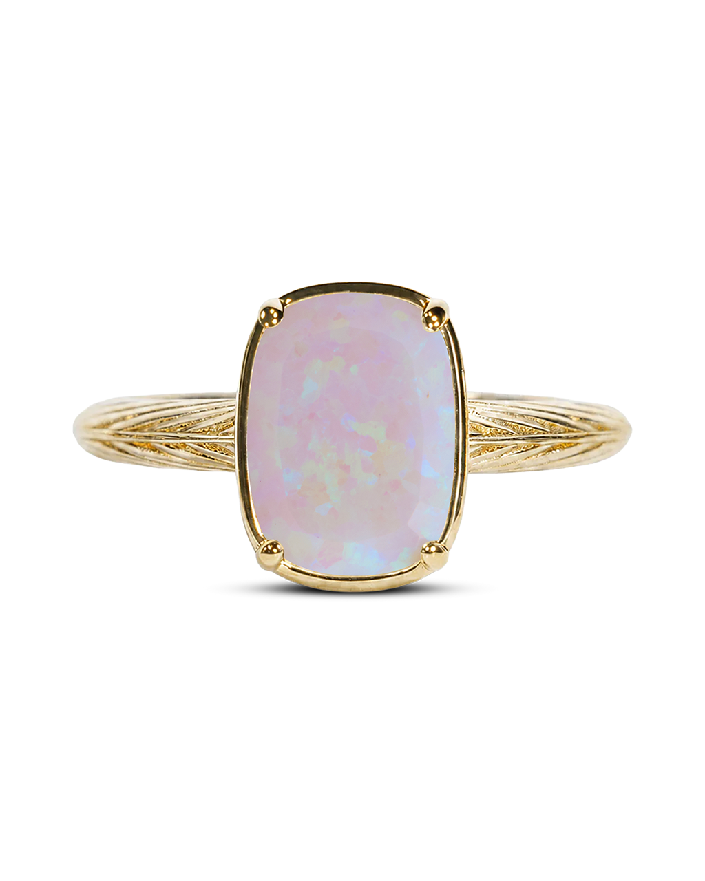Sterling Silver Mini Milky Light Violet Opal Elongated Cushion Ring