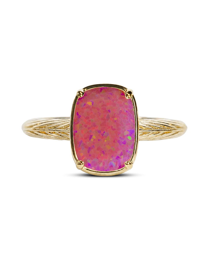 Sterling Silver Mini Plum Opal Elongated Cushion Ring