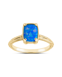 Sterling Silver Mini Cobalt Blue Opal Elongated Cushion Ring