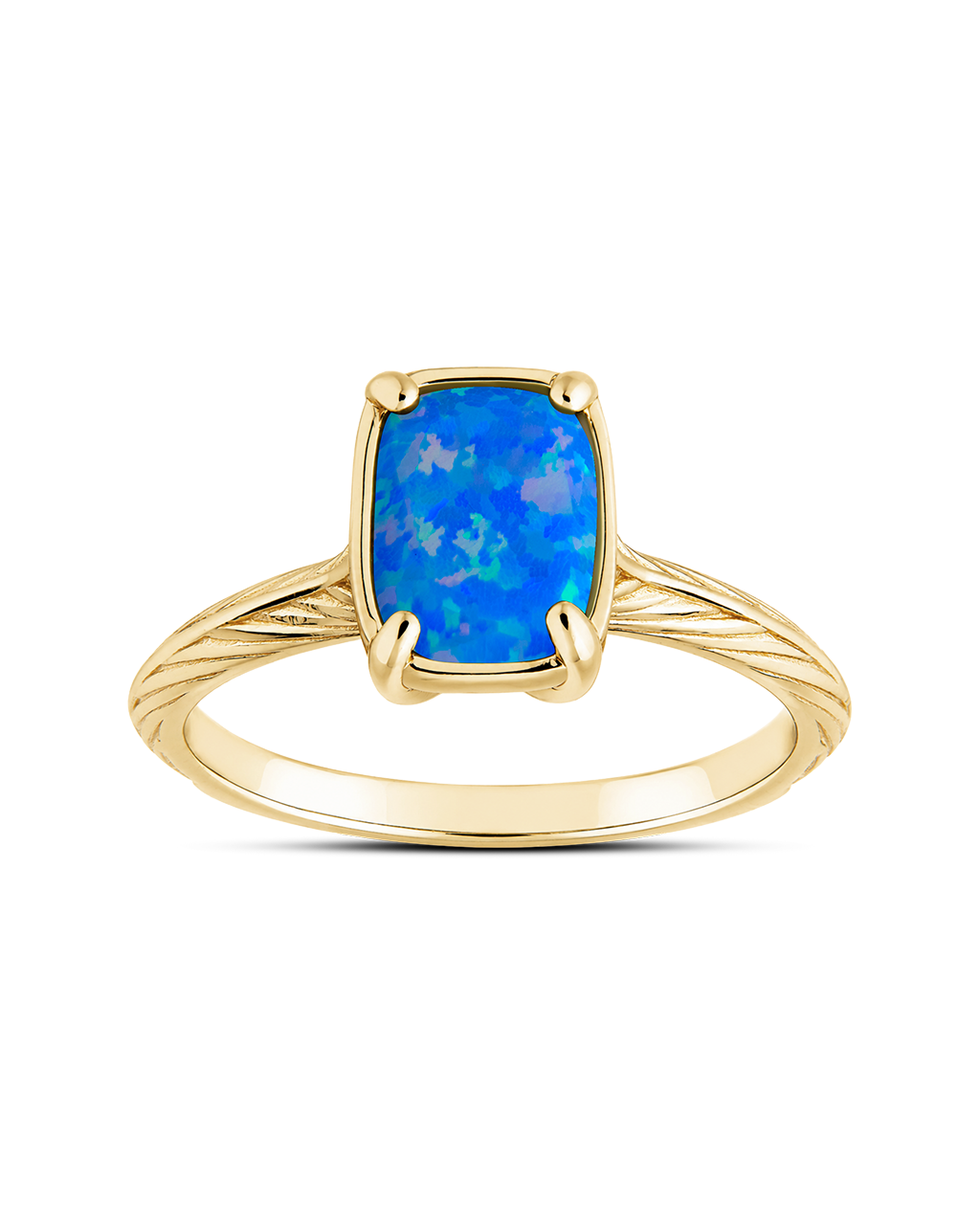 Sterling Silver Mini Cobalt Blue Opal Elongated Cushion Ring