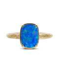 Sterling Silver Mini Cobalt Blue Opal Elongated Cushion Ring