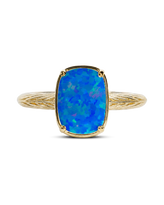 Sterling Silver Mini Cobalt Blue Opal Elongated Cushion Ring