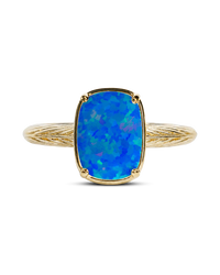 Sterling Silver Mini Cobalt Blue Opal Elongated Cushion Ring