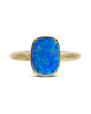 Sterling Silver Mini Cobalt Blue Opal Elongated Cushion Ring