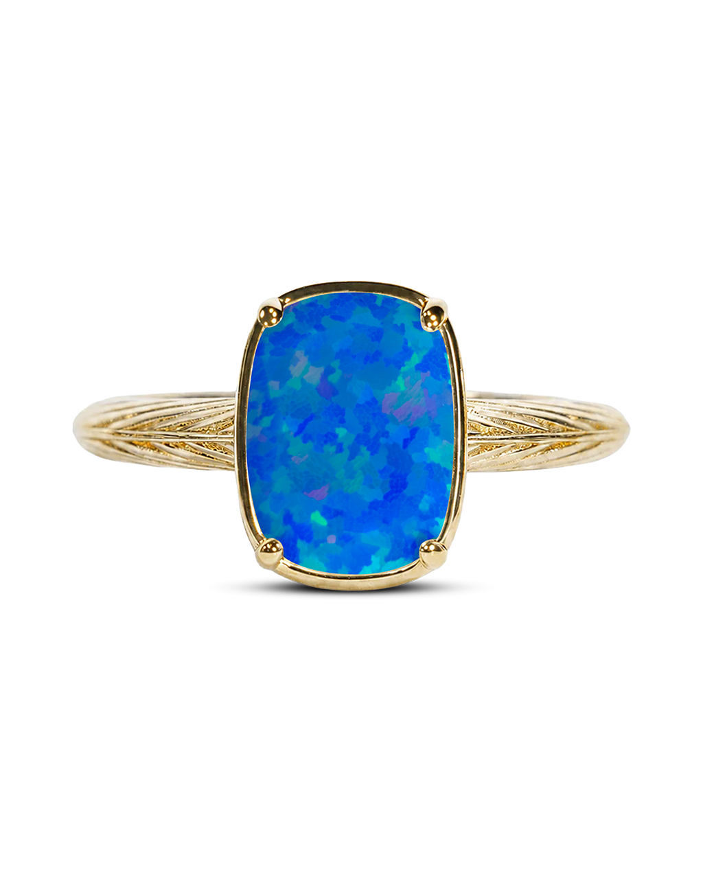 Sterling Silver Mini Cobalt Blue Opal Elongated Cushion Ring