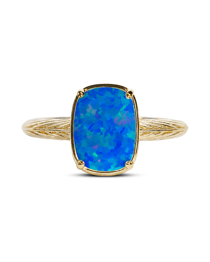 Sterling Silver Mini Cobalt Blue Opal Elongated Cushion Ring