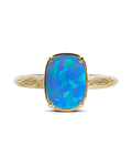 Sterling Silver Mini Ocean Blue Opal Elongated Cushion Ring