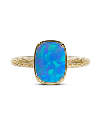 Sterling Silver Mini Ocean Blue Opal Elongated Cushion Ring