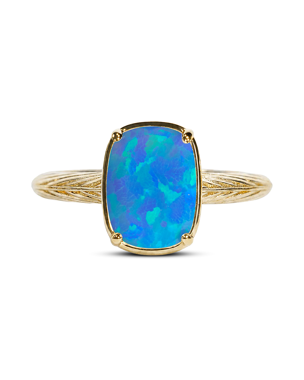 Sterling Silver Mini Ocean Blue Opal Elongated Cushion Ring
