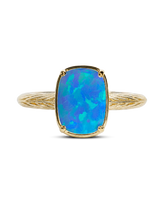 Sterling Silver Mini Ocean Blue Opal Elongated Cushion Ring
