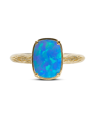 Sterling Silver Mini Ocean Blue Opal Elongated Cushion Ring