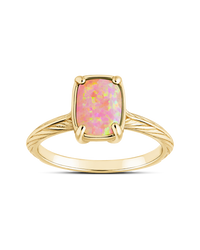 Sterling Silver Mini Reddish Pink Opal Elongated Cushion Ring