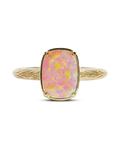 Sterling Silver Mini Reddish Pink Opal Elongated Cushion Ring