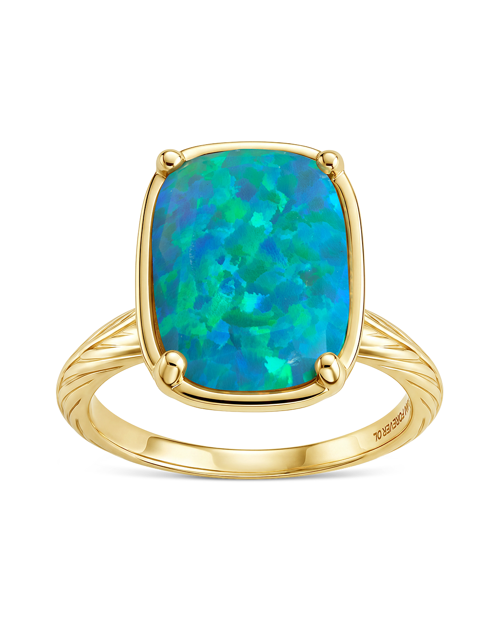 Sterling Silver Green Opal Elongated Cushion Ring
