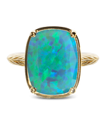 Sterling Silver Green Opal Elongated Cushion Ring