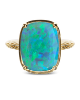 Sterling Silver Green Opal Elongated Cushion Ring