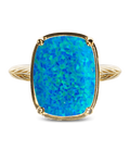 Sterling Silver Green Turquoise Opal Elongated Cushion Ring