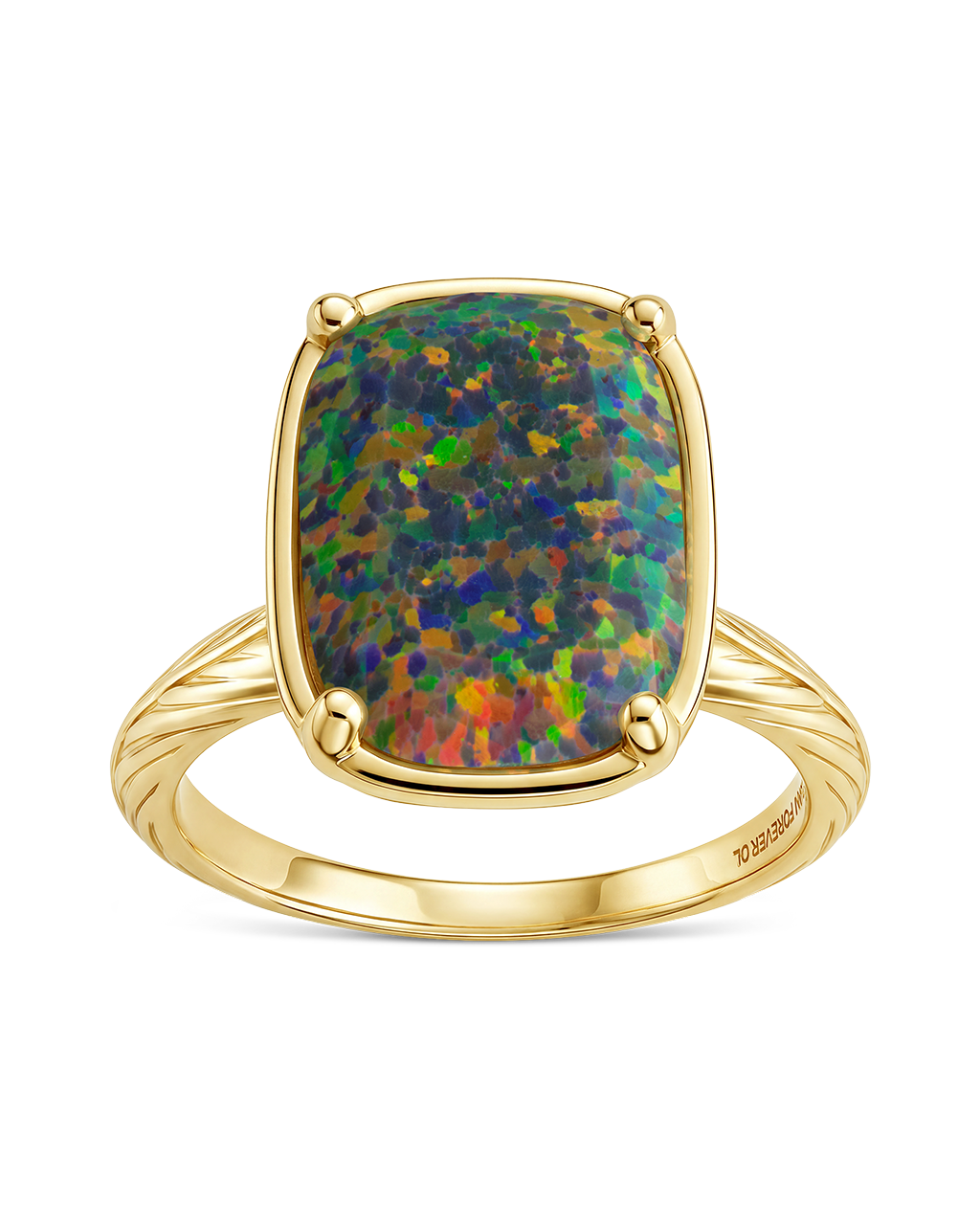 Sterling Silver Greenish Brown Opal Elongated Cushion Ring
