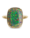Sterling Silver Greenish Brown Opal Elongated Cushion Ring
