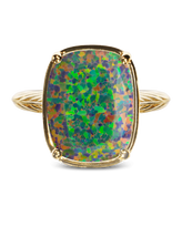 Sterling Silver Greenish Brown Opal Elongated Cushion Ring