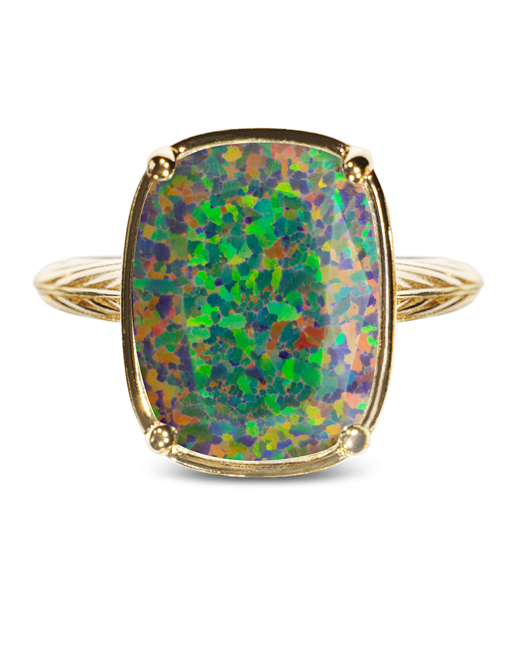 Sterling Silver Greenish Brown Opal Elongated Cushion Ring