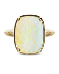 Sterling Silver Champagne Fire Opal Elongated Cushion Ring