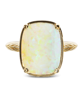 Sterling Silver Champagne Fire Opal Elongated Cushion Ring